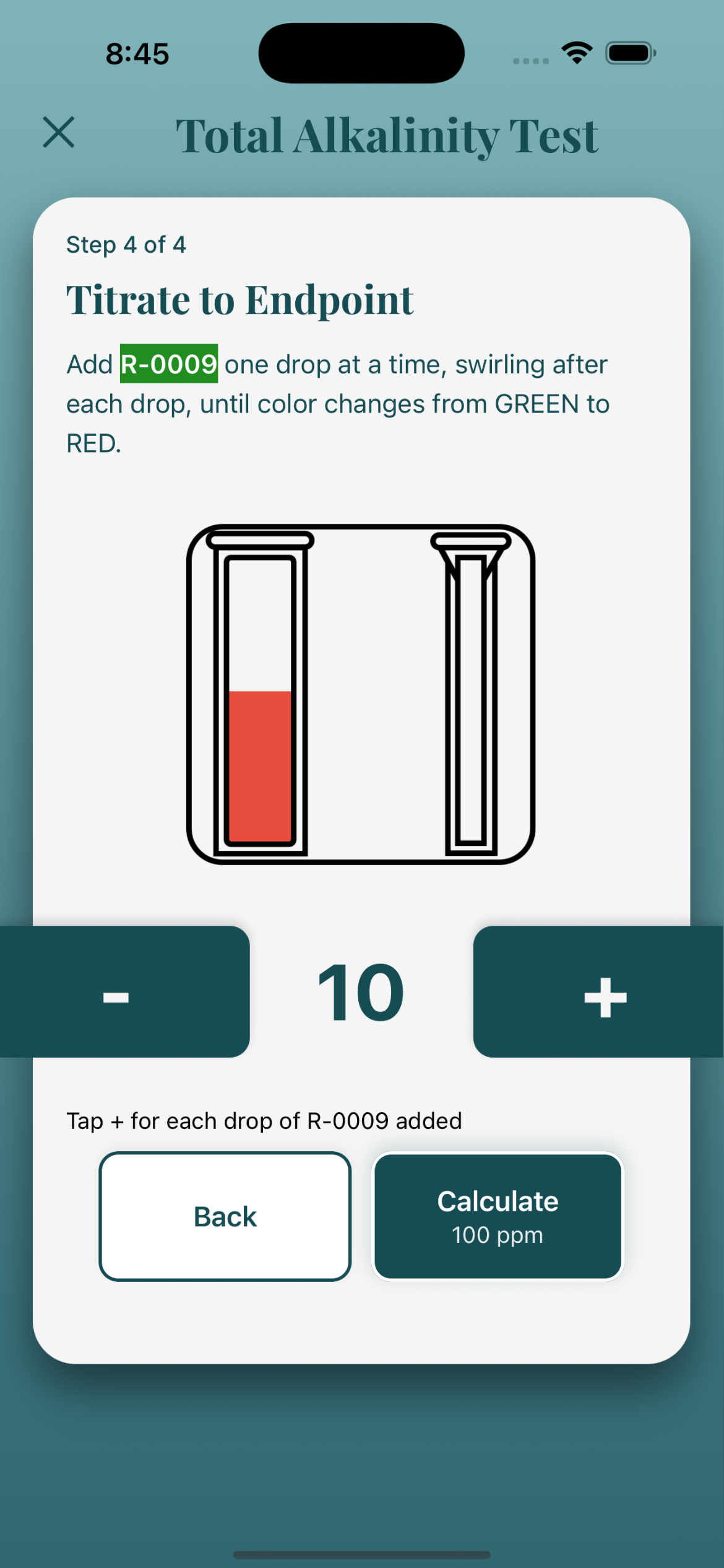 TubTest guided testing interface