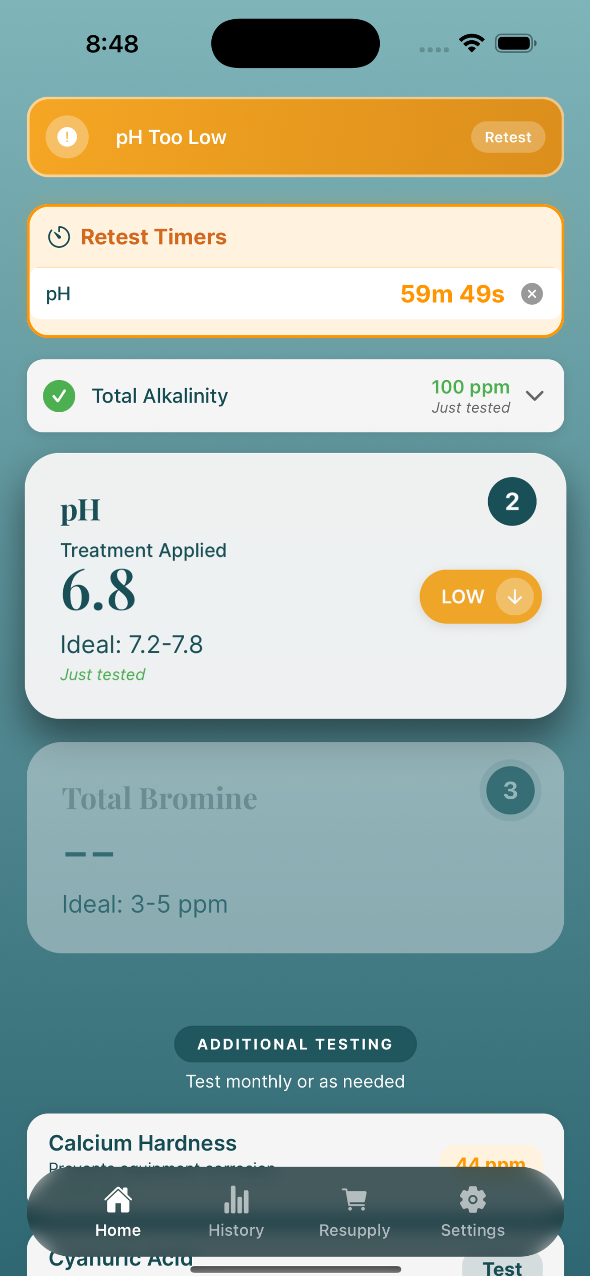 TubTest treatment calculations